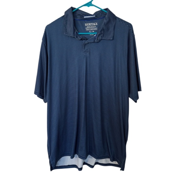 Heritage Report Collection Men’s Slim Fit Navy Blue Striped Polo Sz XL GUC - Picture 1 of 6